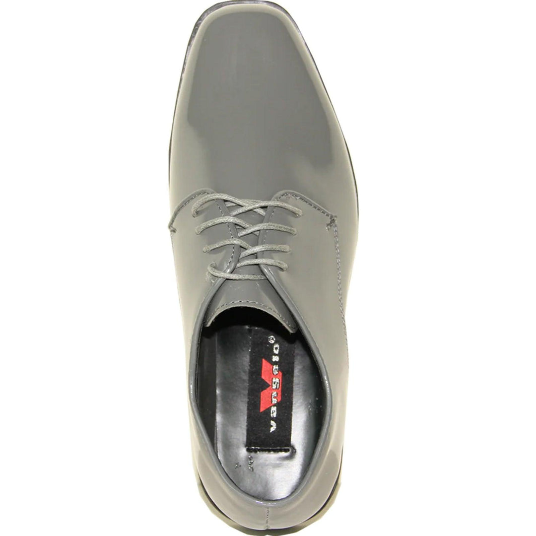 "Grey Patent Tuxedo Shoes by Bravo: Sleek Gloss & Unmistakable Class" - Elegant Mensattire