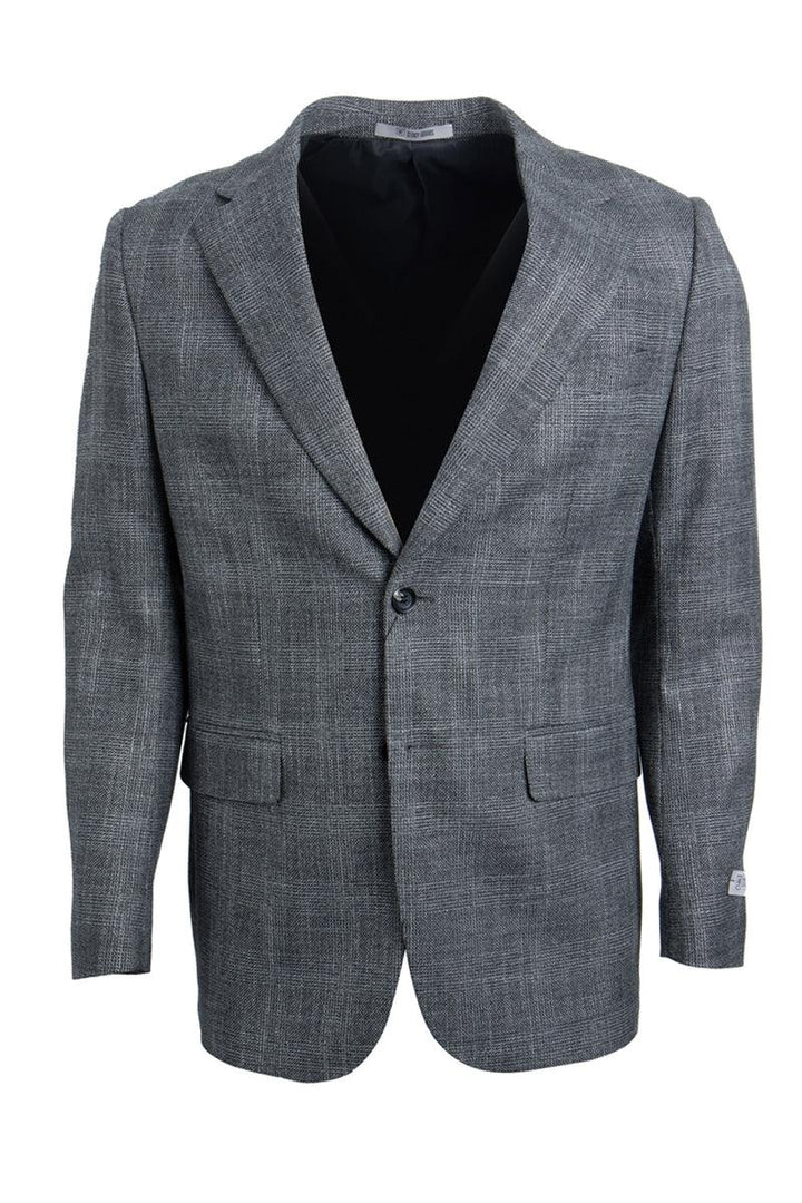 "Grey Plaid Men's Blazer by Stacy Adams with Two-Button Style" - Elegant Mensattire