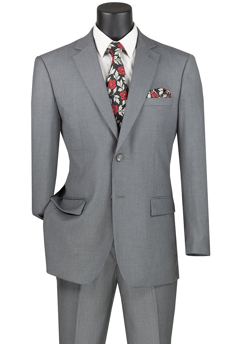 "Grey Vinci Mens Suit: Modern Fit 2 Button Class" - Elegant Mensattire