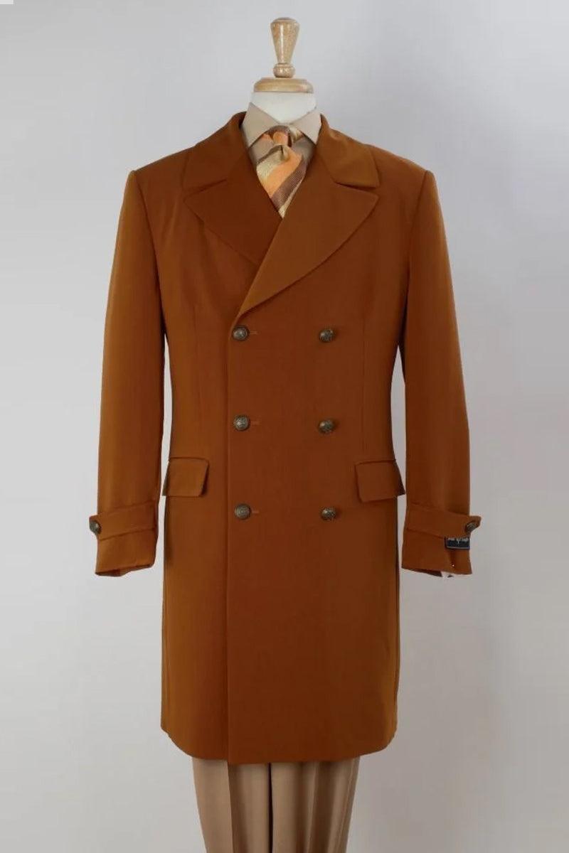 "John Knight Men's Copper Peacoat: Timeless 3/4 Length Double Breasted Design" - Elegant Mensattire