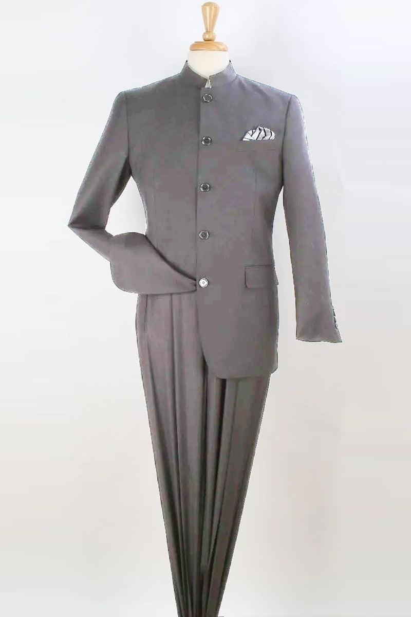 "Light Grey Apollo King Mandarin Fashion Suit" - Elegant Mensattire
