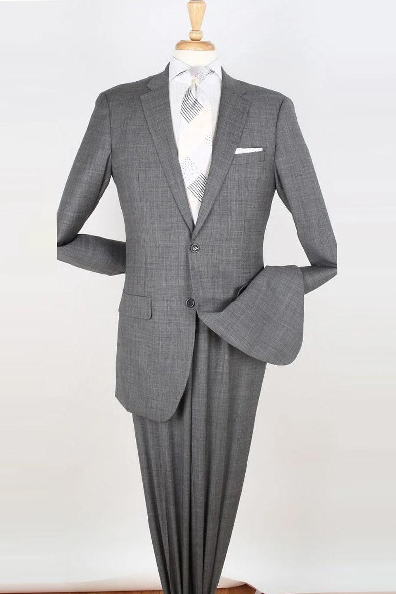 "Light Grey Apollo King Wool Suit - Modern, Extra Long Fit for Tall Men" - Elegant Mensattire