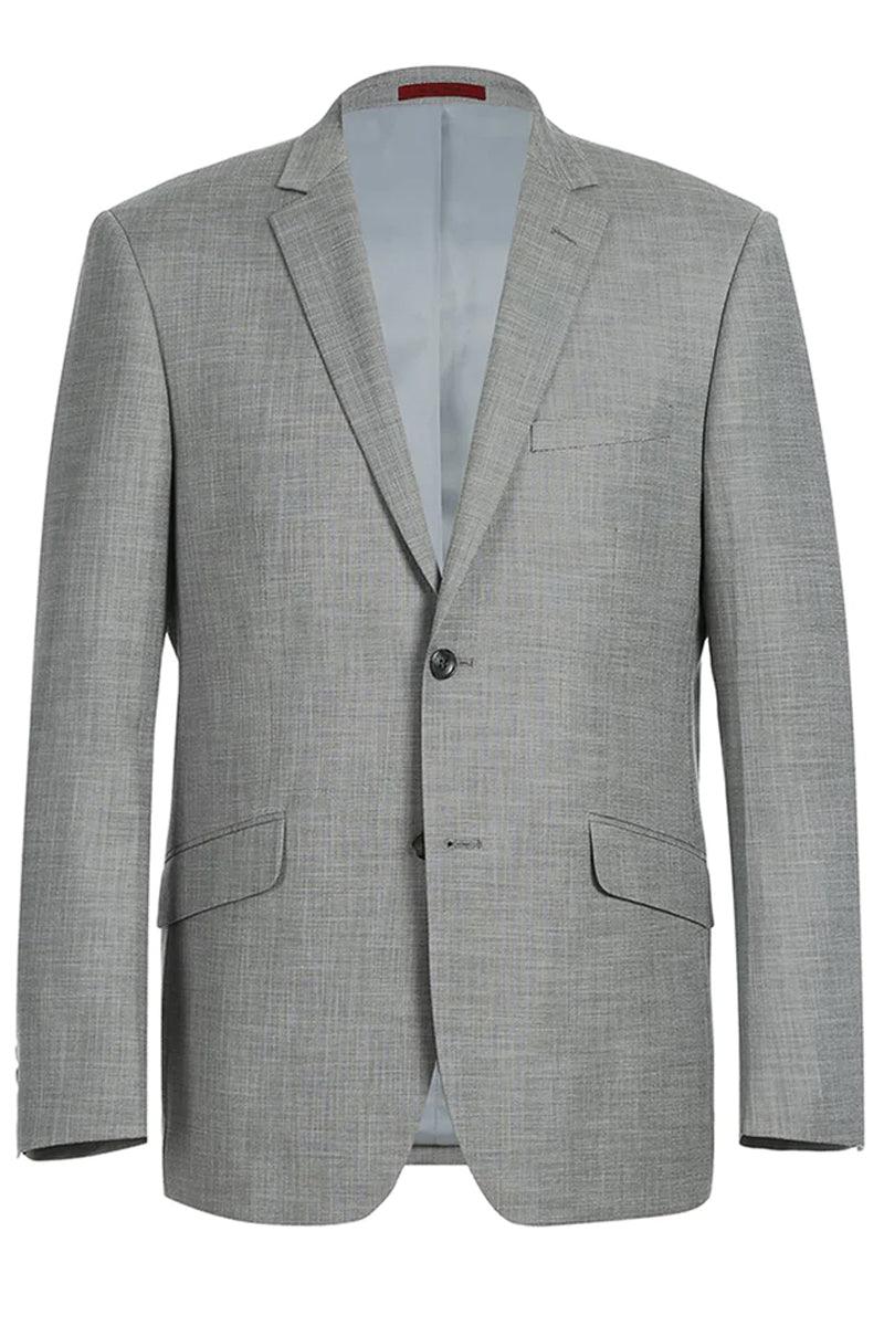 Light Grey Slim-Fit Two-Button Hack Pocket Suit by Renoir - Elegant Mensattire