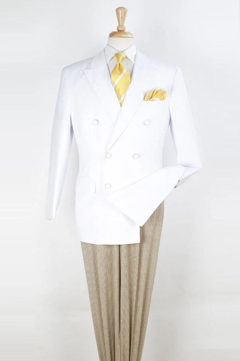 Men's Apollo King White Classic-Fit Double-Breasted Blazer - Elegant Mensattire