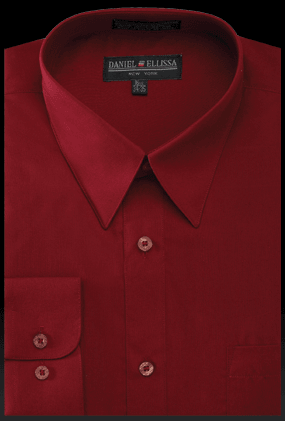 Men's Basic Burgundy Dress Shirt by Daniel Ellissa - Regular Fit - Elegant Mensattire