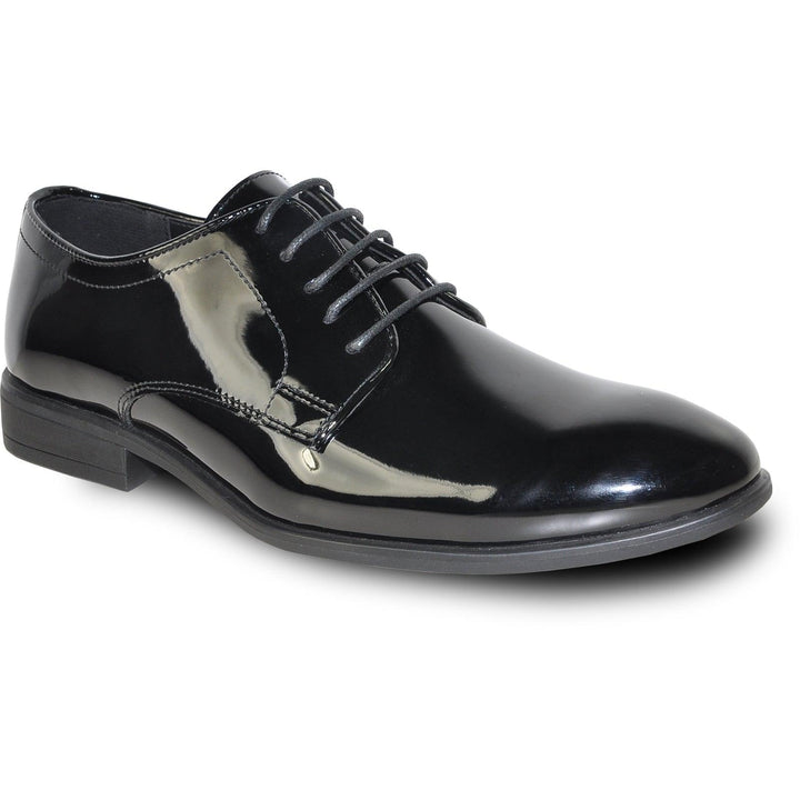 Men's Black Shine Tuxedo Oxford: Bravo's Classic Plain Toe Dress Shoe - Elegant Mensattire