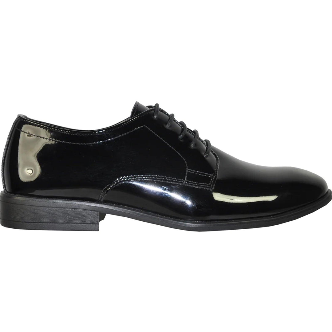 Men's Black Shine Tuxedo Oxford: Bravo's Classic Plain Toe Dress Shoe - Elegant Mensattire