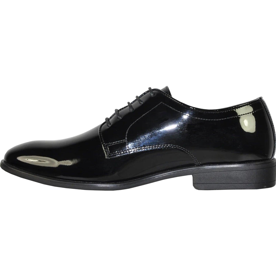 Men's Black Shine Tuxedo Oxford: Bravo's Classic Plain Toe Dress Shoe - Elegant Mensattire