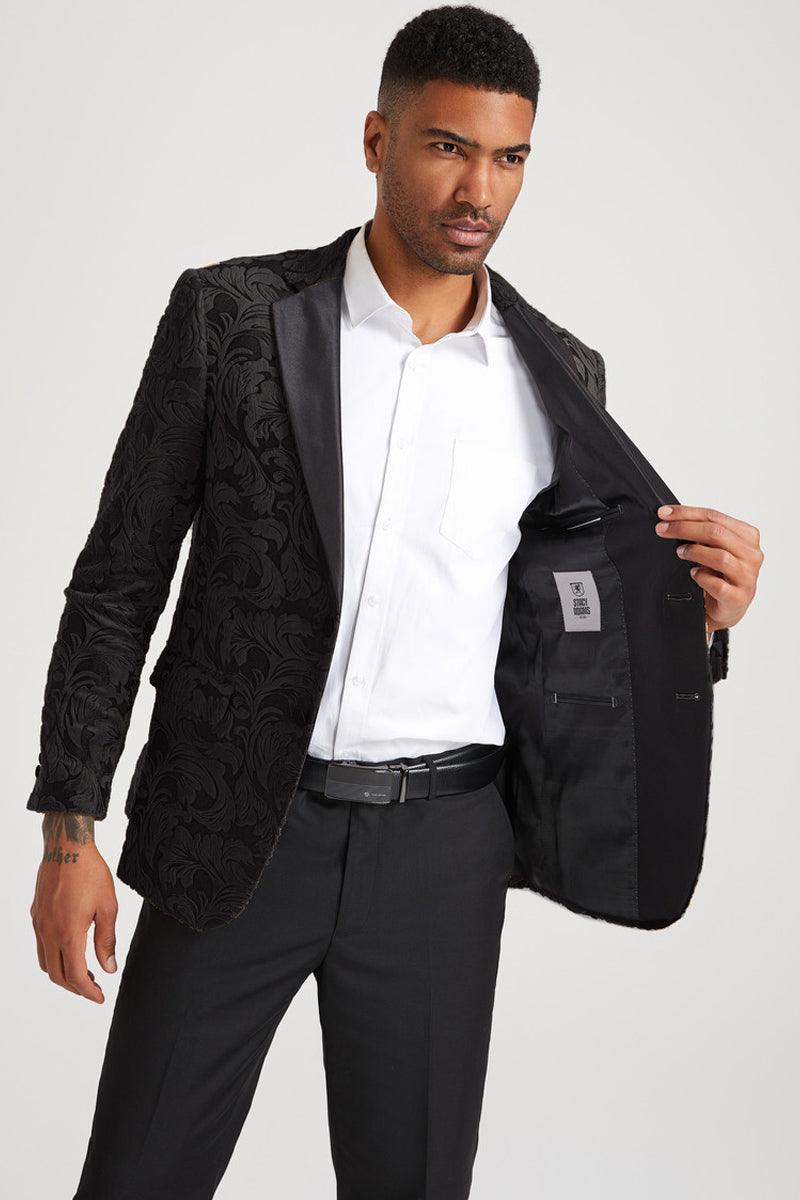 : Men's Black Velvet Tuxedo Jacket by Stacy Adams - Elegant Mensattire