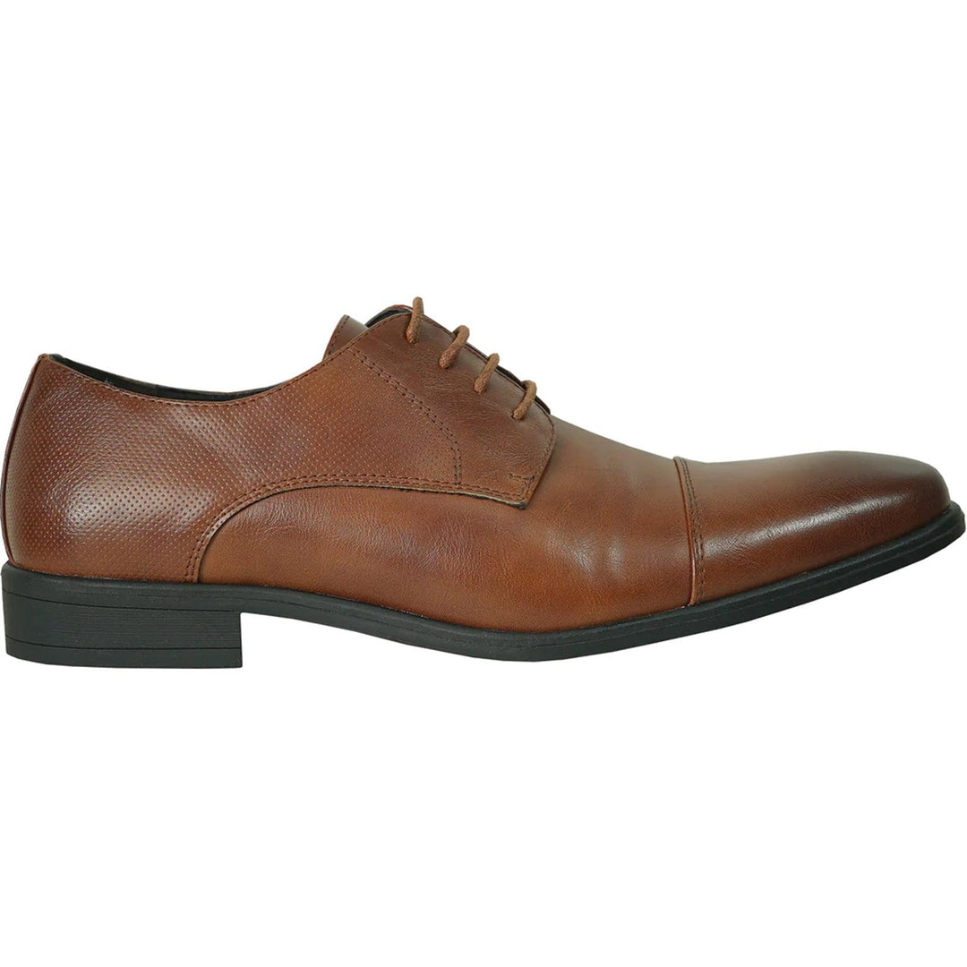 Men's "Bravo" Cognac Cap Toe Oxford - Elegant Lace-Up Dress Shoes - Elegant Mensattire