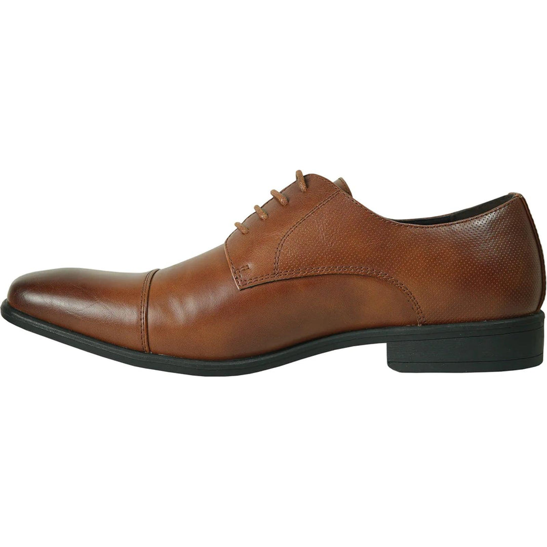 Men's "Bravo" Cognac Cap Toe Oxford - Elegant Lace-Up Dress Shoes - Elegant Mensattire