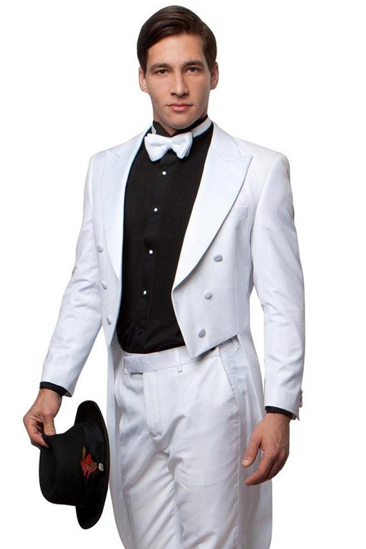 Men's Bryan Michaels Tuxedo: Classic White Long Tail Design - Elegant Mensattire