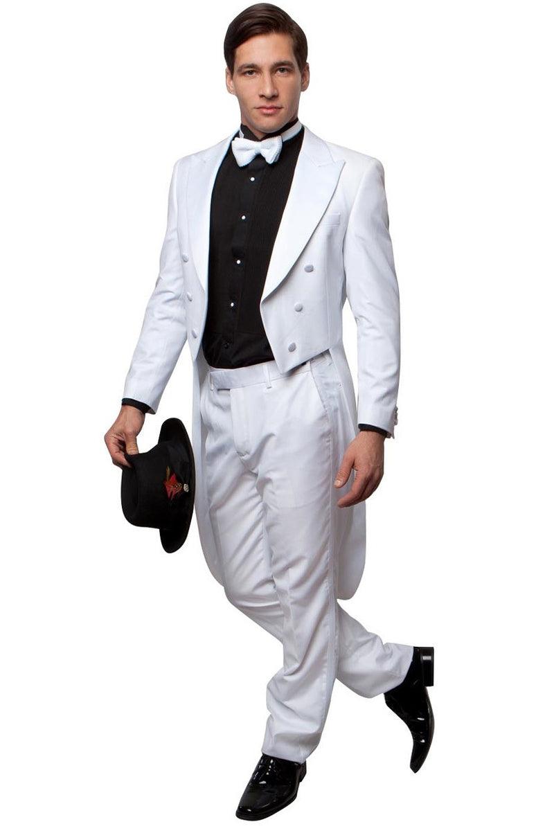 Men's Bryan Michaels Tuxedo: Classic White Long Tail Design - Elegant Mensattire