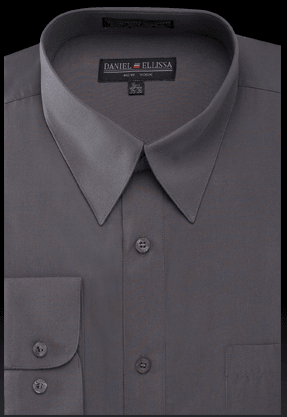 Men's Charcoal Dress Shirt: Daniel Ellissa Regular-Fit Basic Style - Elegant Mensattire