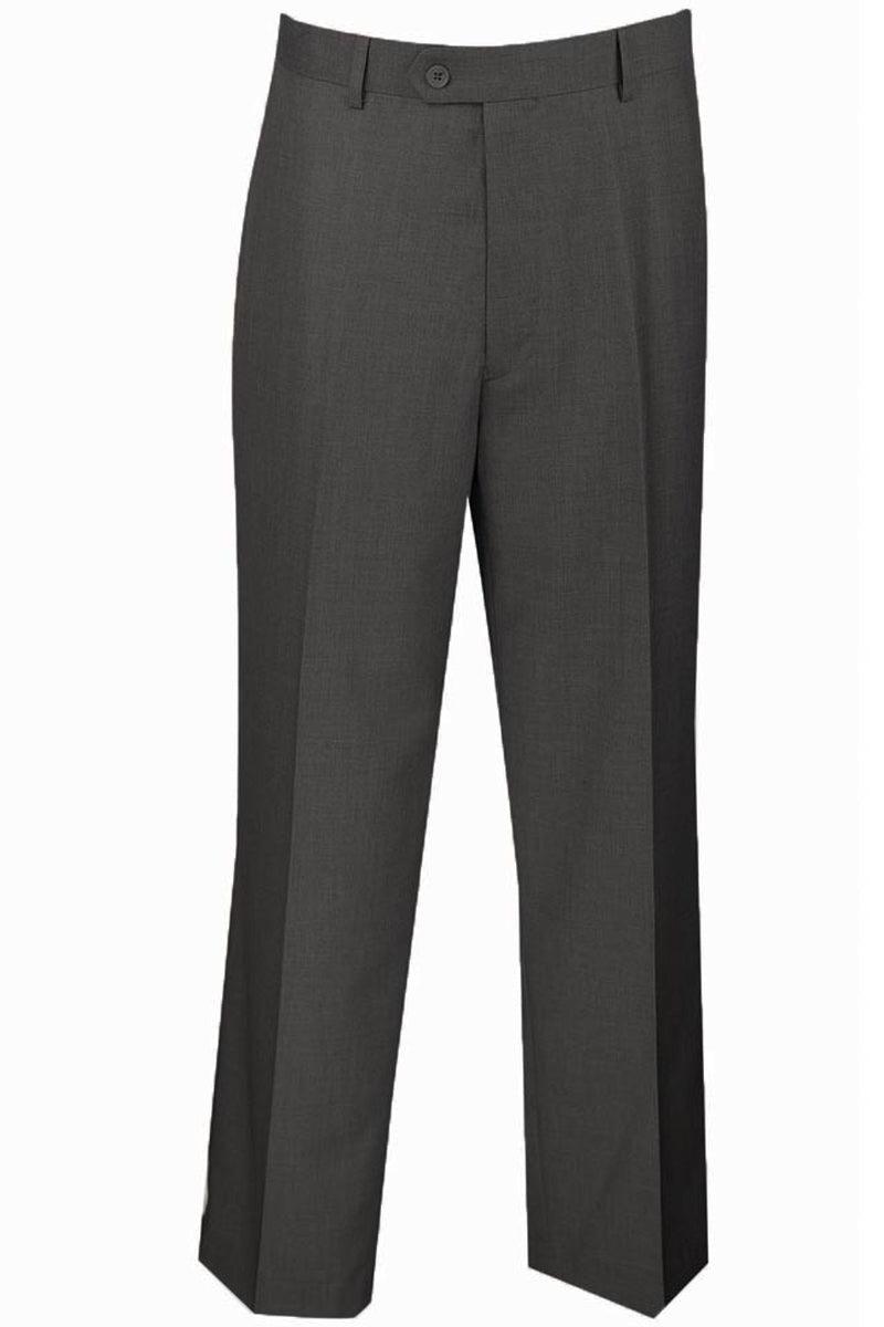 Men's Charcoal Wool-Feel Dress Pants | Regular Fit & Flat Front | Vinci - Elegant Mensattire