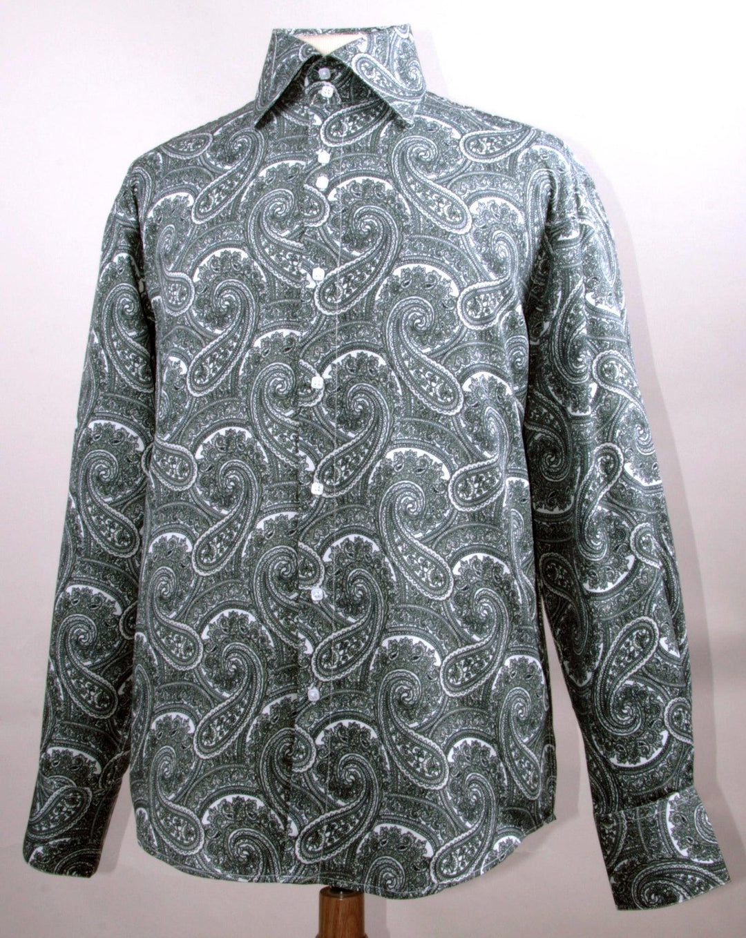 Men's Dressy Black Sports Shirt w/ Paisley Pattern by Daniel Ellissa - Elegant Mensattire