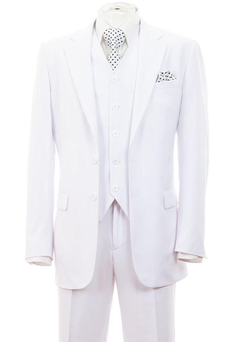 Men's Fortino Landi 2-Button White Vested Basic Suit - Modern Fit - Elegant Mensattire