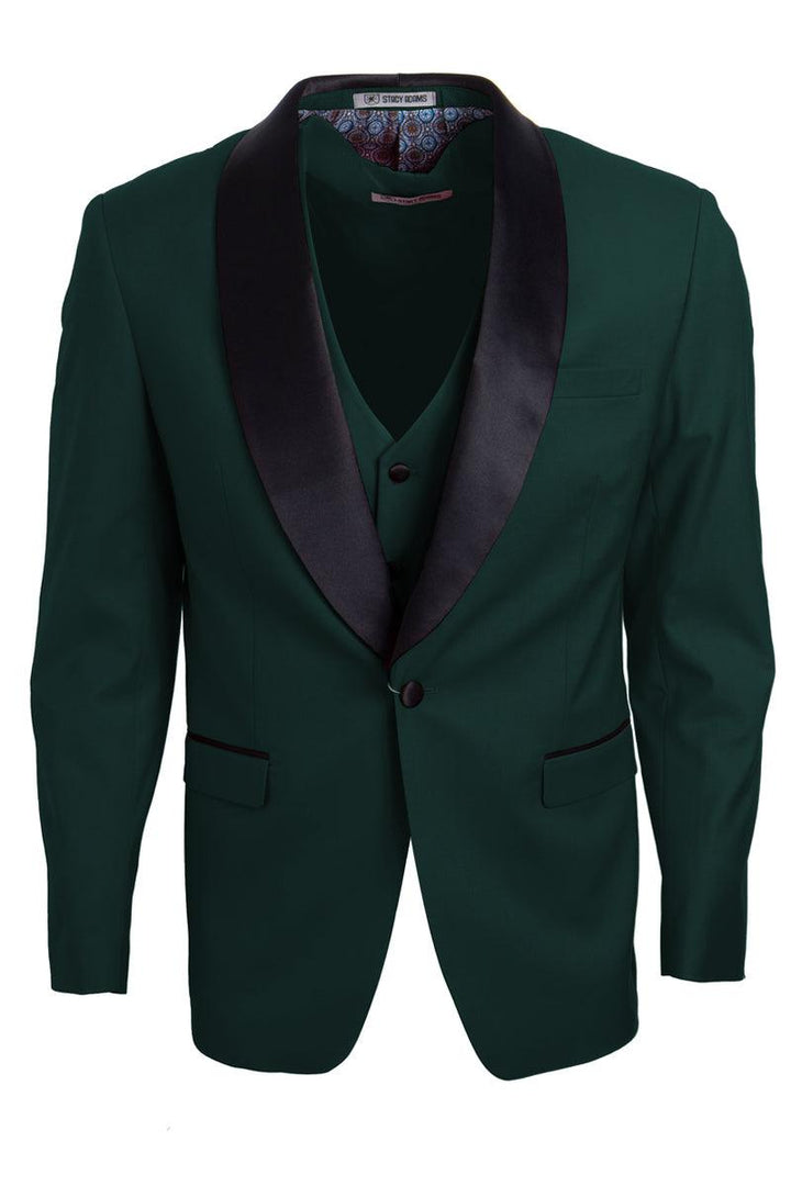 Men's Hunter Green Refined One-Button Shawl Lapel Tuxedo by Stacy Adams - Elegant Mensattire