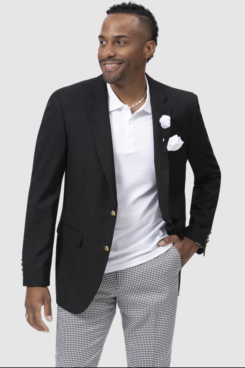 Men's Modern Black 2-Button Club Blazer by EJ Samuel - Elegant Mensattire