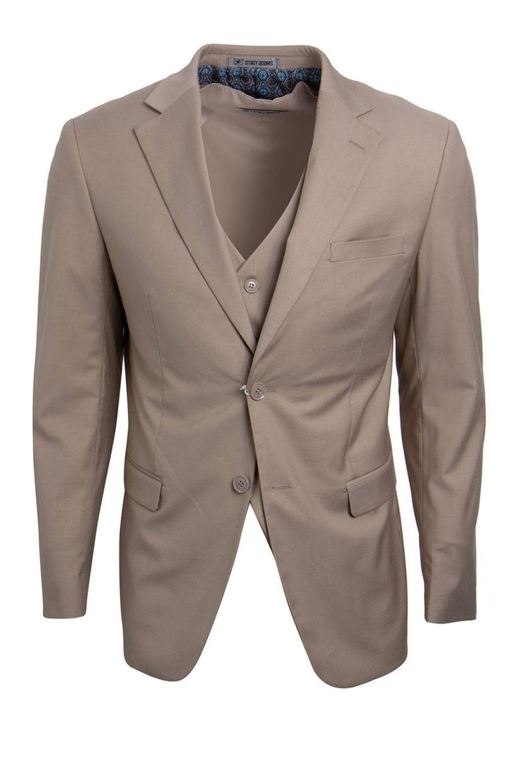 Men's Modern Tan Two-Button Notch Lapel Stacy Adams Suit - Elegant Mensattire