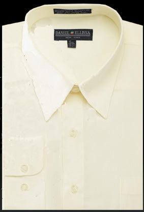 Men's Regular Fit Basic Ivory Dress Shirt by Daniel Ellissa - Elegant Mensattire