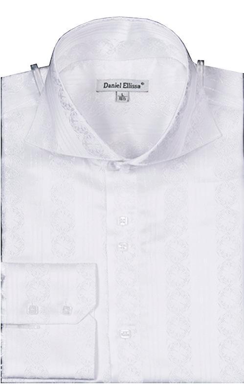 Men's Regular Fit Fancy Chain Sports Shirt - White by Daniel Ellissa - Elegant Mensattire