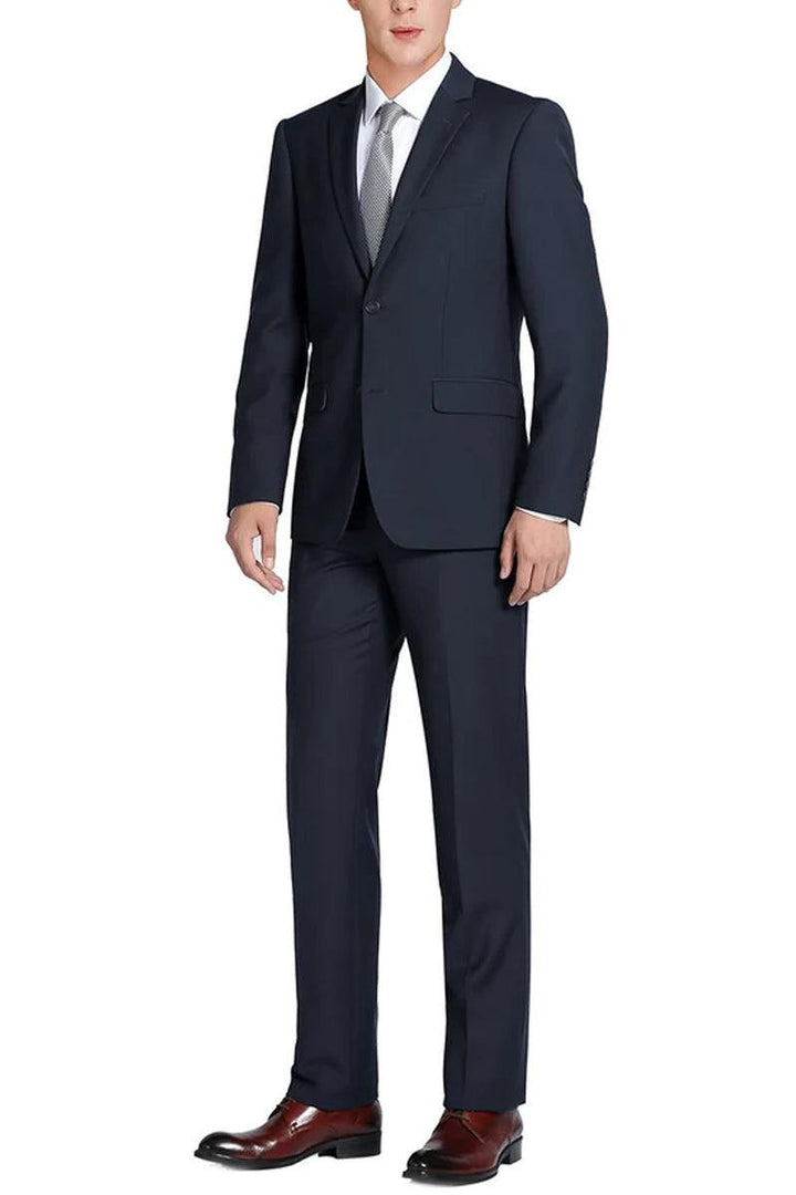 Men's Renoir Dark Navy Classic-Fit 2-Btn Suit w/ Opt. Vest - Elegant Mensattire