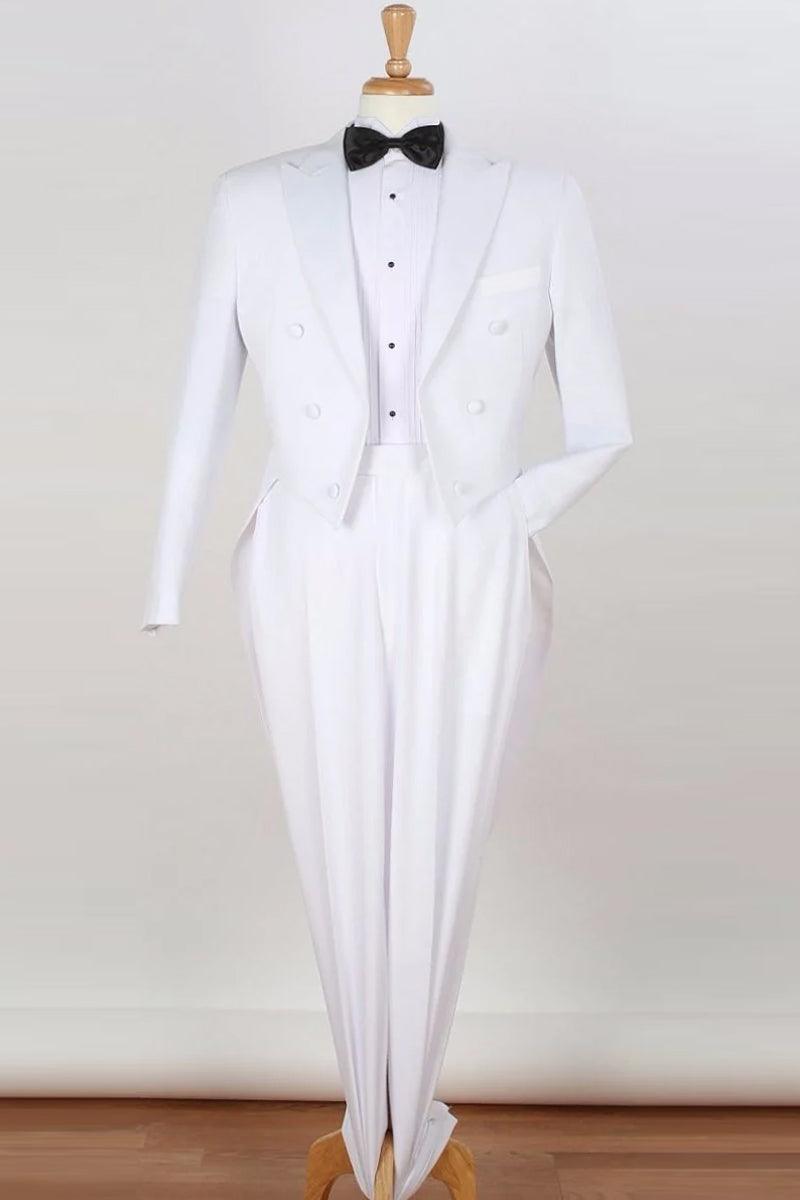 Men's Royal Diamond White Long Tail Classic Fit Tuxedo - Elegant Mensattire