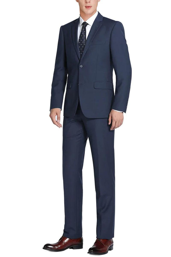 Men's Slim Wool Suit w/ Optional Vest - Renoir - Indigo Blue - Elegant Mensattire