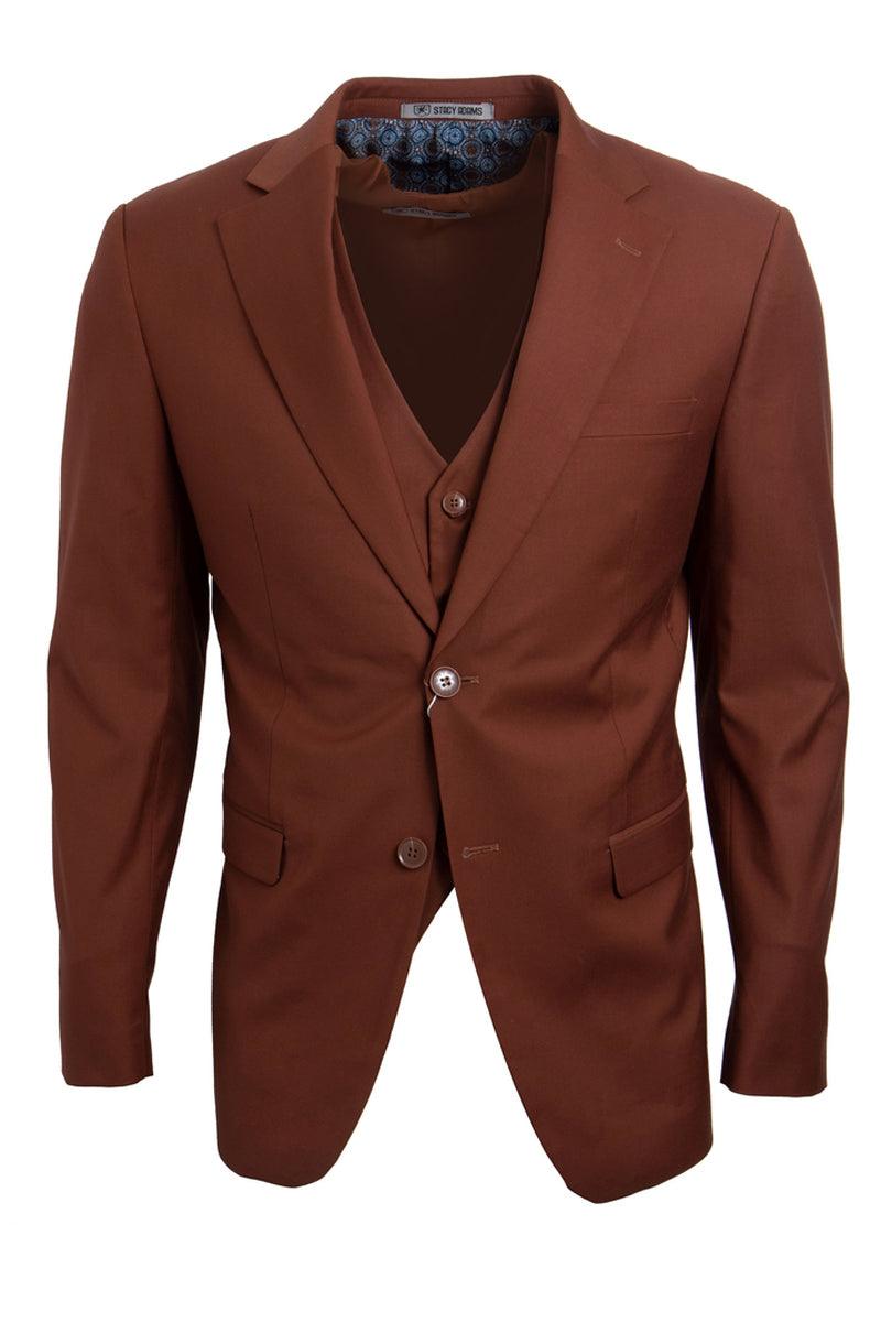 Men's Sophisticated Brown Vested Stacy Adams Basic 2-Button Suit - Elegant Mensattire