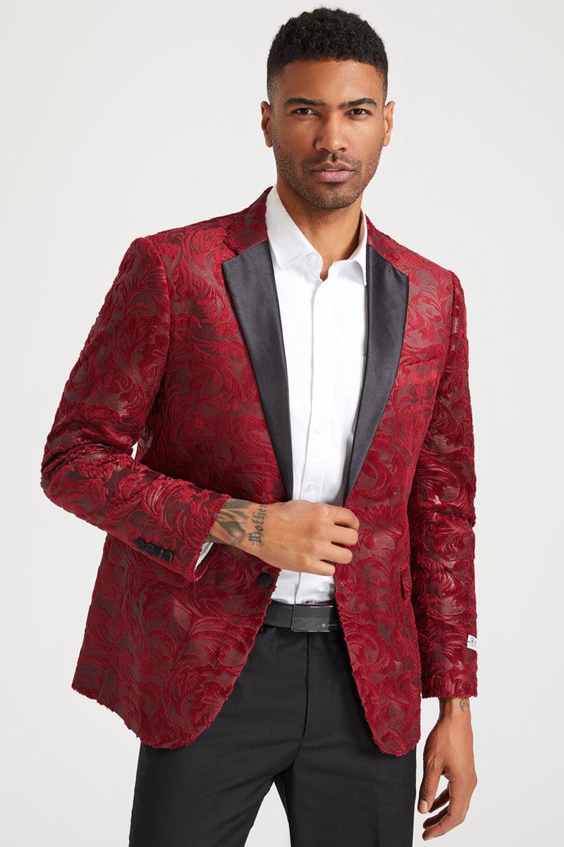 Men's Stacy Adams Paisley Velvet Tuxedo Jacket: Tailored Style for Flawless Wedding Look - Elegant Mensattire