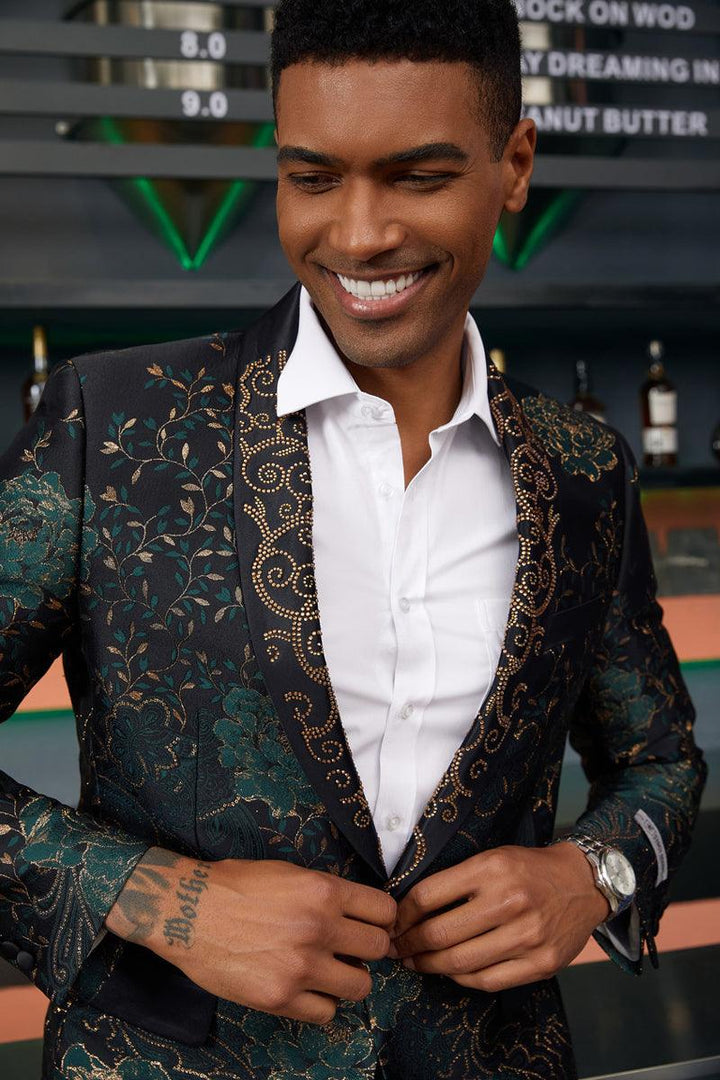 Men's Stylish Floral Paisley Tuxedo Jacket by Stacy Adams - Elegant Mensattire