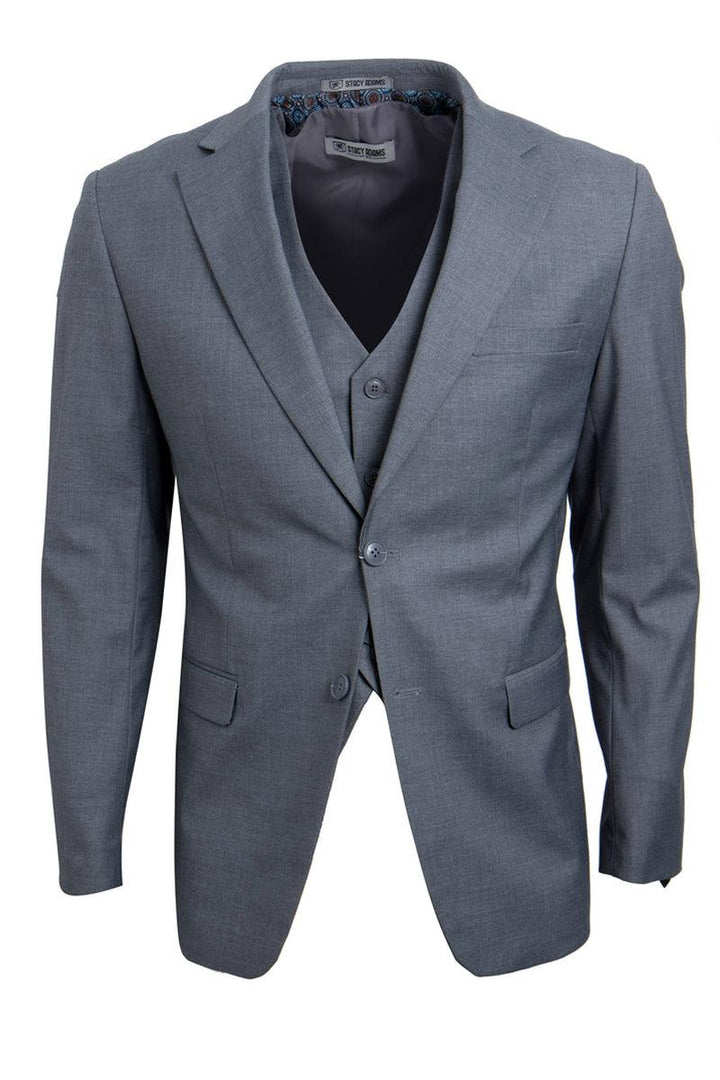 Men's Stylish Grey Vested Stacy Adams 2-Button Basic Suit - Elegant Mensattire