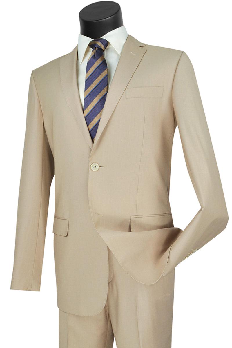 Men's Tan 2-Button Modern Fit Suit | Vinci CLOSE OUT 46L - Elegant Mensattire