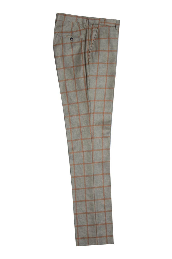 Men's Tan & Gold Windowpane Vested Suit by Stacy Adams - Elegant Mensattire