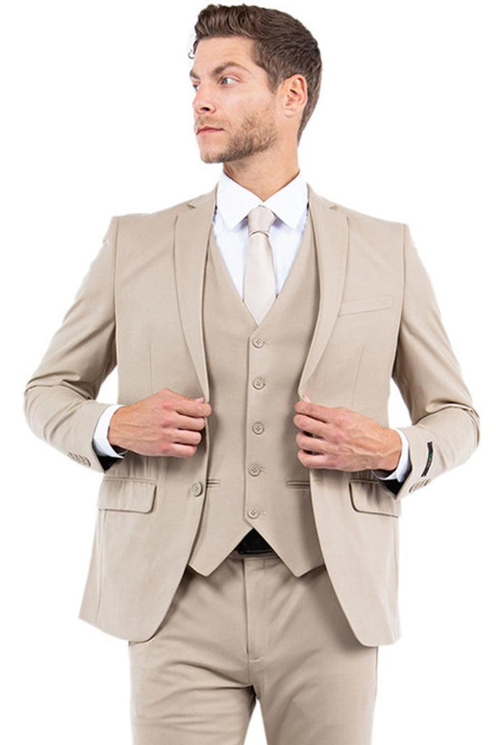 Men's Tan Vested Slim Fit Business & Wedding Suit | Zegarie - Elegant Mensattire