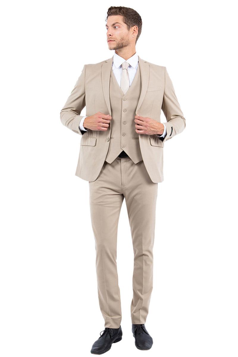 Men's Tan Vested Slim Fit Business & Wedding Suit | Zegarie - Elegant Mensattire