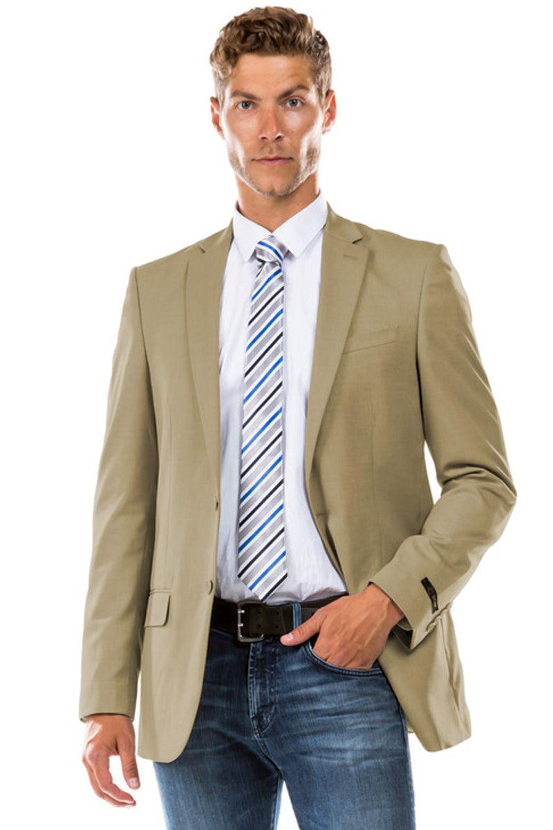 Men's Tan Zegarie Designer Wool Suit Separate Jacket - Elegant Mensattire