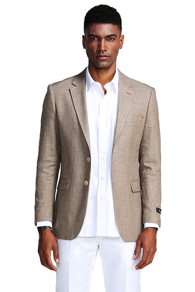 Men's Tazio Tan Slim Fit Summer Sport Coat - Elegant Mensattire