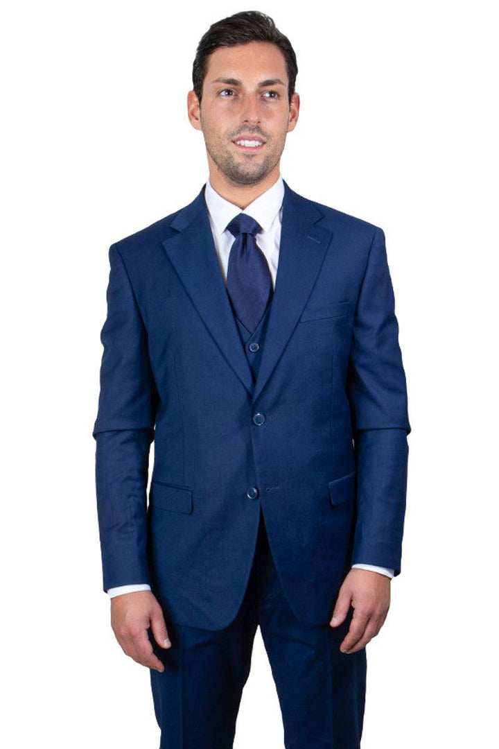 Men's Two-Button Indigo Blue Stacy Adams Vested Suit: Classic Look & Modern Style - Elegant Mensattire