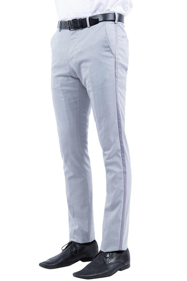 Men's Zegarie Modern Fit Flat Front Tuxedo Separates Pants in Light Grey - Elegant Mensattire