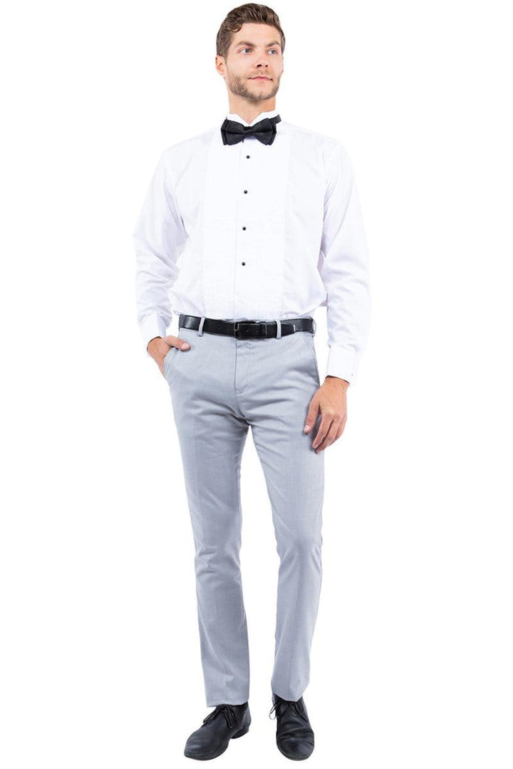 Men's Zegarie Modern Fit Flat Front Tuxedo Separates Pants in Light Grey - Elegant Mensattire