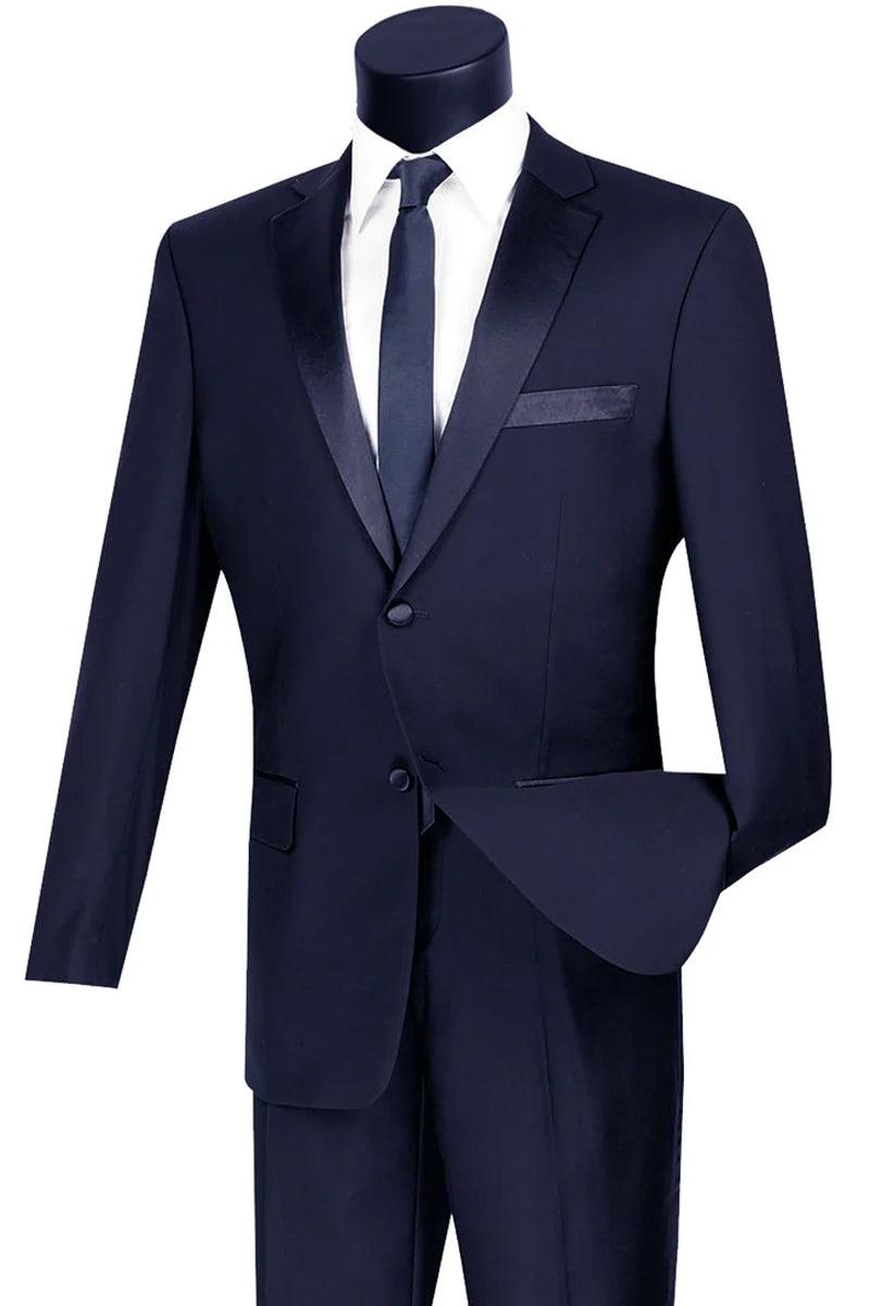 "Mens Navy Vinci Tuxedo | Slim Fit Notch | 2 Btn" - Elegant Mensattire