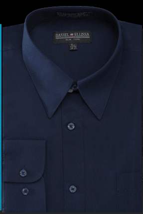 "Mens Regular Fit Dress Shirt by Daniel Ellissa - Navy Blue". - Elegant Mensattire