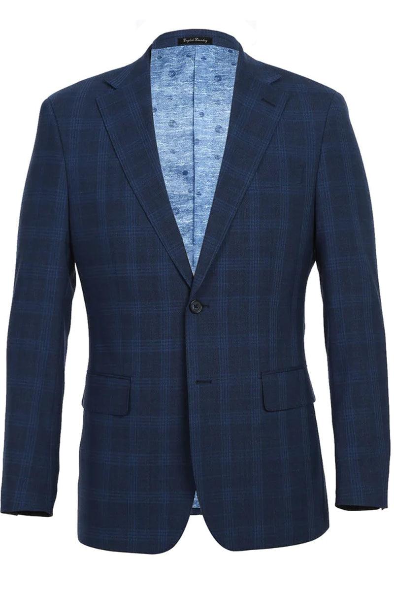 "Mens Slim-fit Wool Suit in Windopane Plaid by English Laundry" - Elegant Mensattire