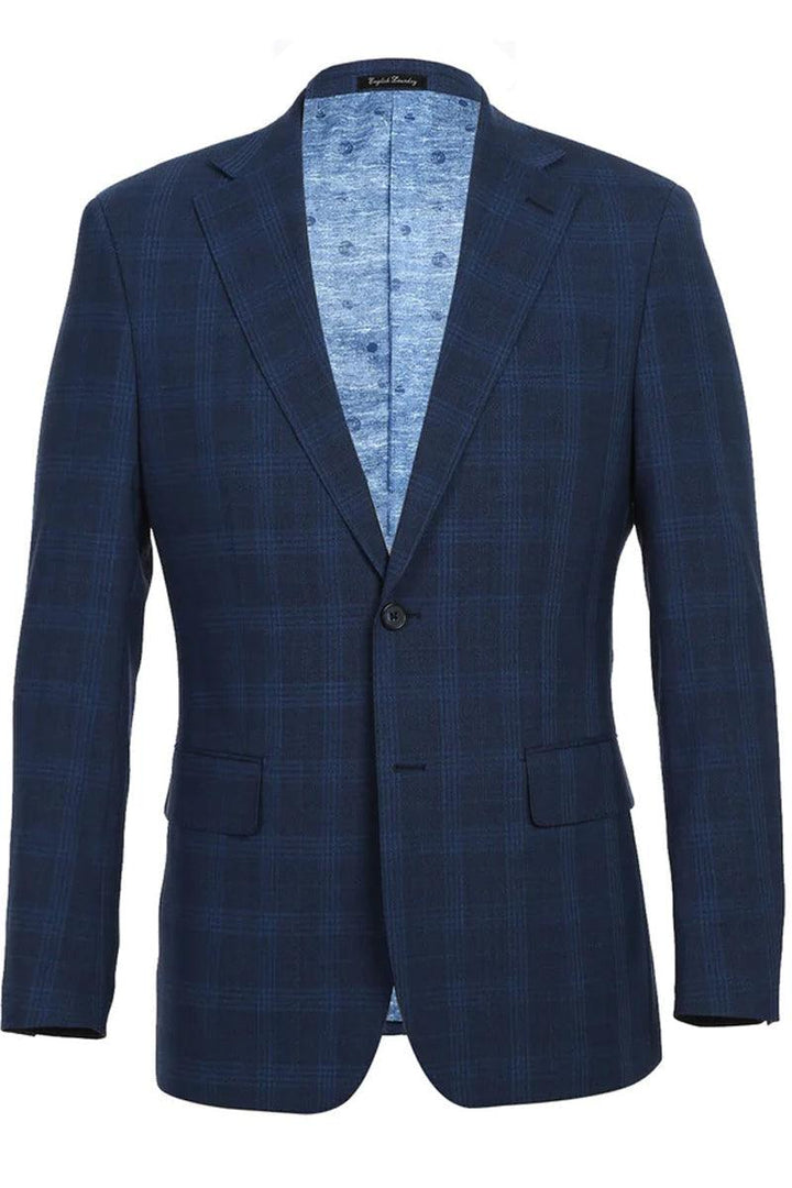 "Mens Slim-fit Wool Suit in Windopane Plaid by English Laundry" - Elegant Mensattire