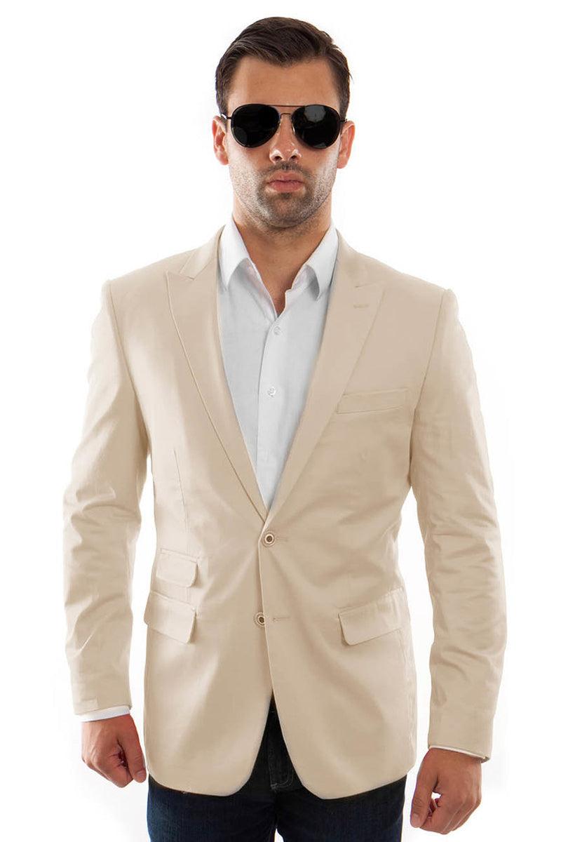 Mens Tazio Tan Summer Sport Coat w/ Two-Button Peak Lapel - Elegant Mensattire