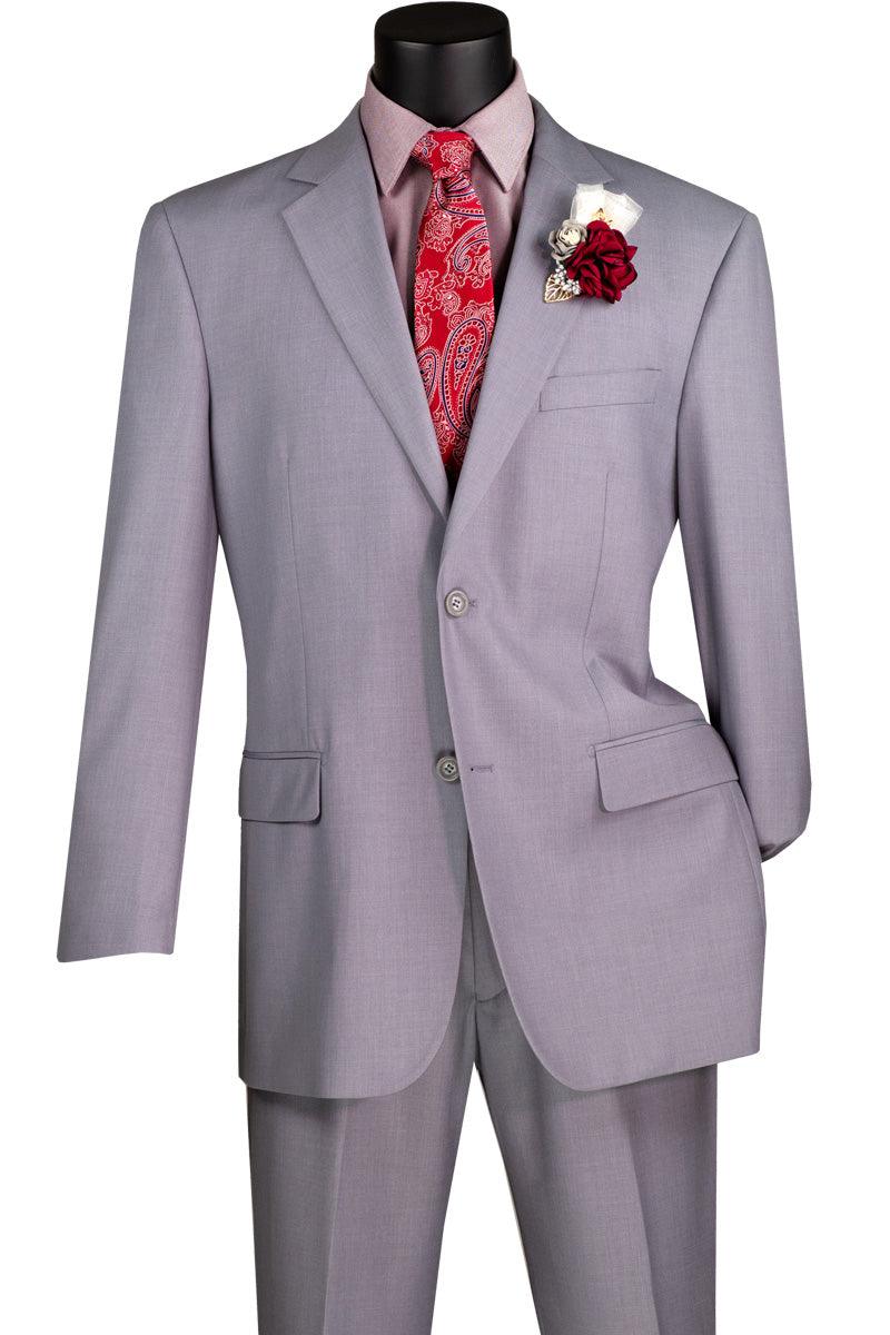 Mens "Vinci" Modern Fit Light Grey 2-Button Suit - Elegant Mensattire