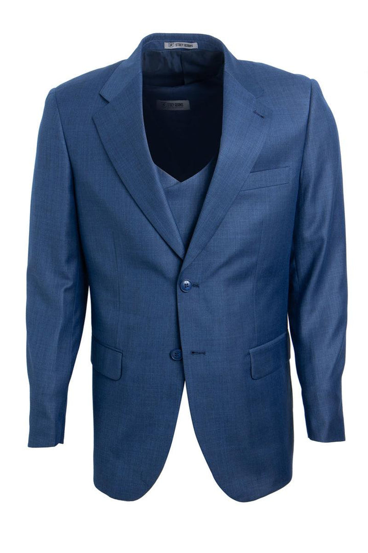 Menswear Classic: Stacy Adams Sharkskin 2-Button Suit in Blue - Elegant Mensattire