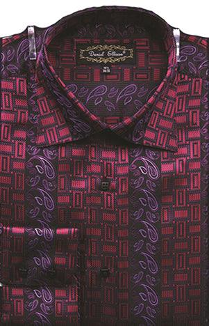 "Menswear Power-Punch: Daniel Ellissa's Red Paisley Sports Shirt" - Elegant Mensattire